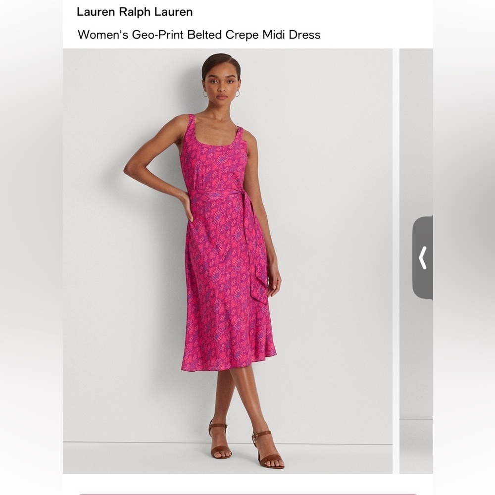 Ralph Lauren Fuchsia Printed Midi Dress